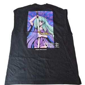 Know Bad Daze Savior Black Purple Blue Anime Graphic Cutoff Muscle Tee Tshirt XL